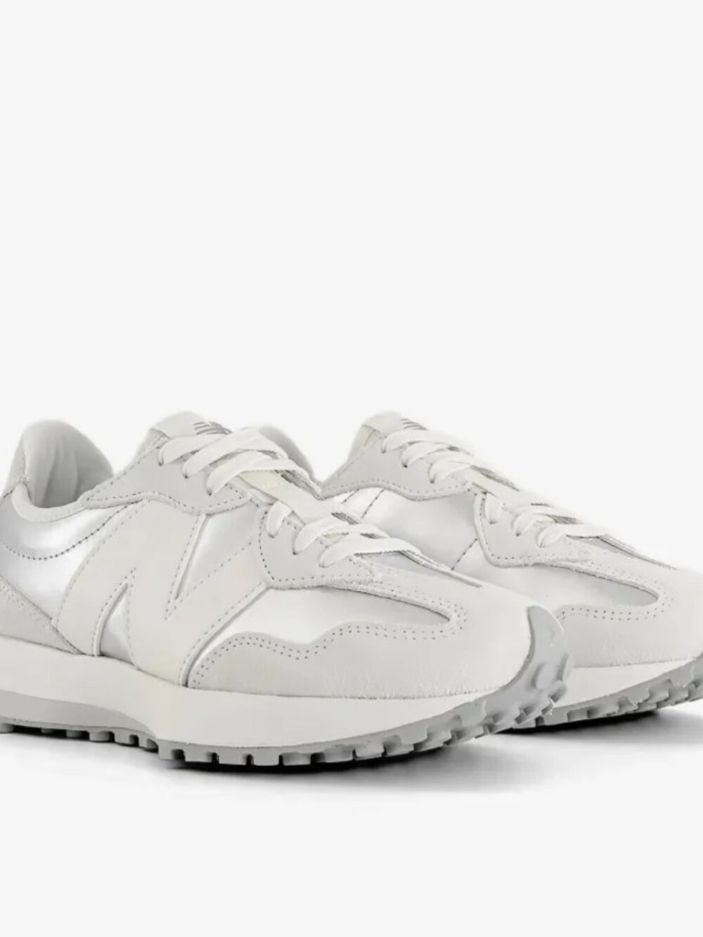 New Balance 327 Metallic Silver and White Sneakers Size 8 Women's